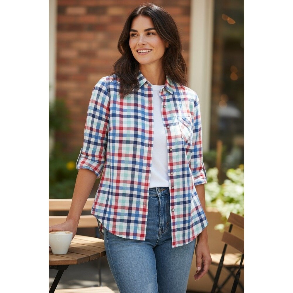 Brooks Brothers Red Fleece 1818 Button Up Shirt Womens Sz 10 Plaid